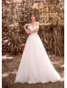 Off Shoulder Ivory Bling Bling Tulle Wedding Dress